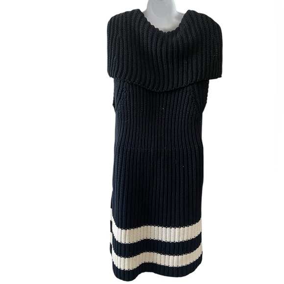 Anthropologie Maeve striped sleeveless sweater duster size XS/S navy chunky - Picture 3 of 9